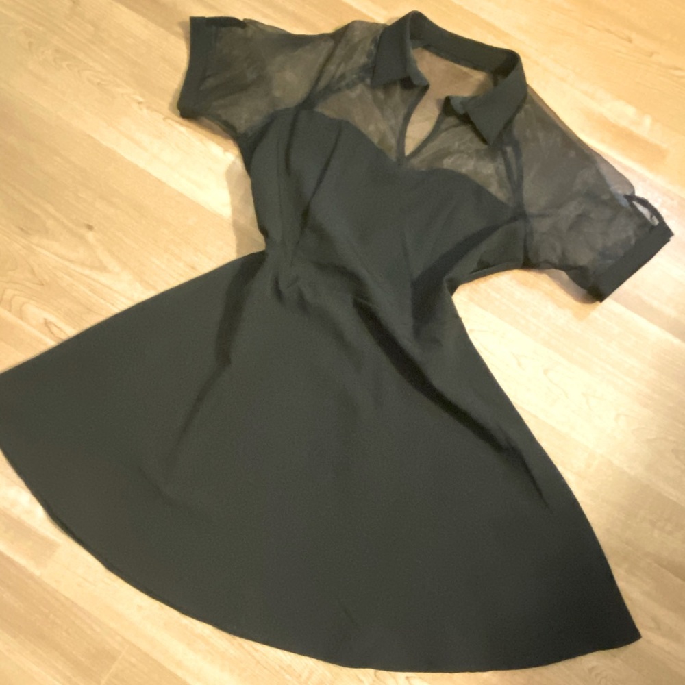 Large Sadie Robertson Black mesh collared dress